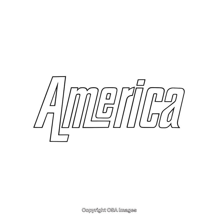 Stylized Digital Graphic Inscription of the Word 'America' in Black and White
