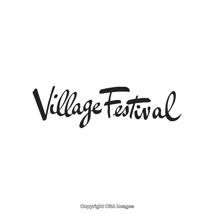 Village Festival Handwritten Text Logo in Elegant Black Ink Design