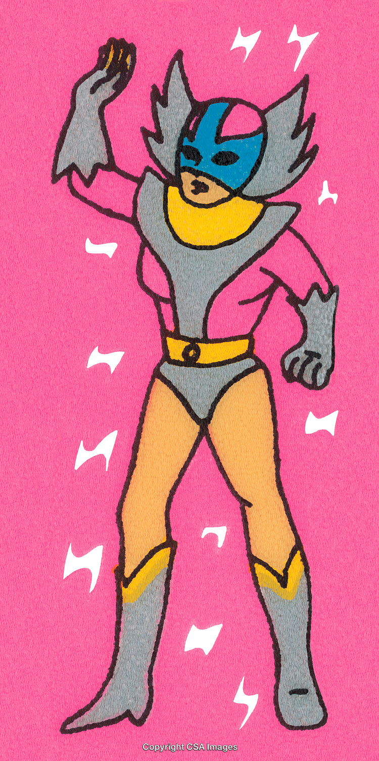 Colorful Comic Art of a Female Superhero in Vibrant Costume