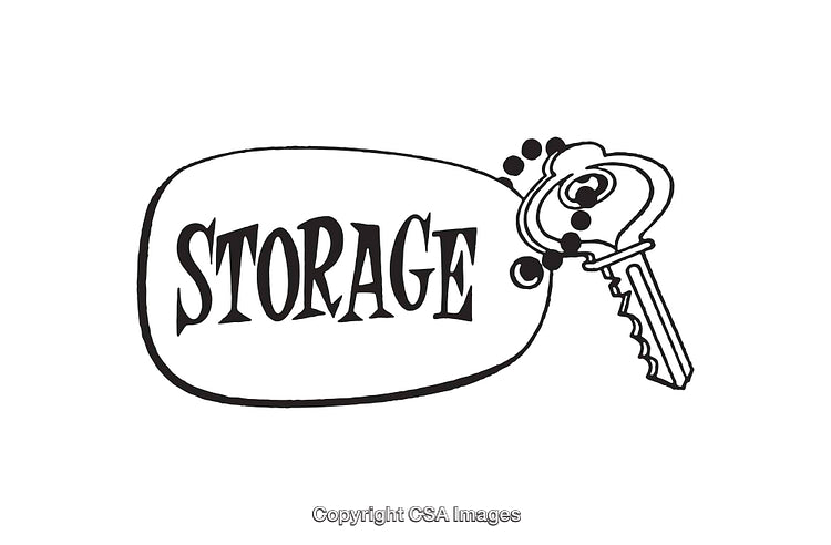 Black and White Storage Label with Key Illustration for Organization