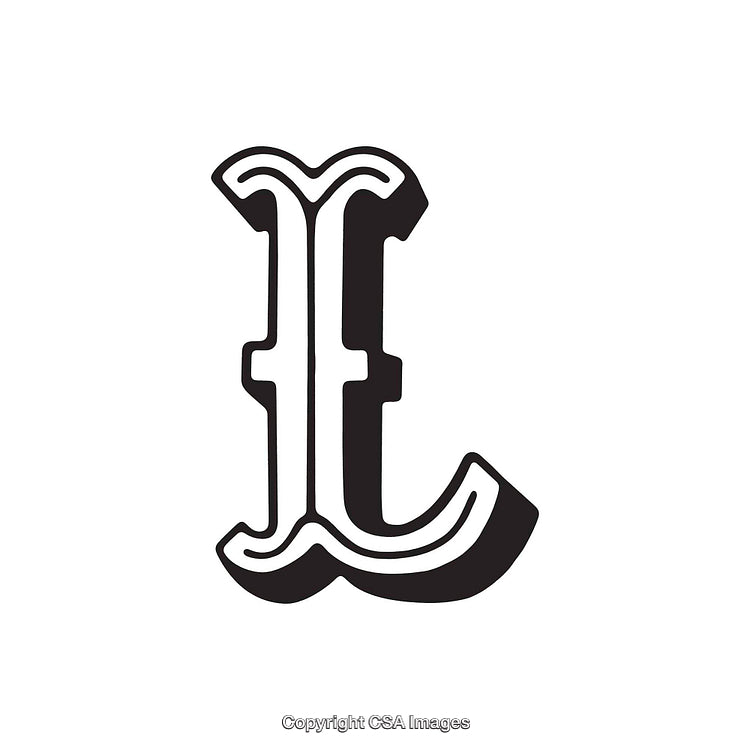 Stylish Decorative Black and White Letter L Typography Design