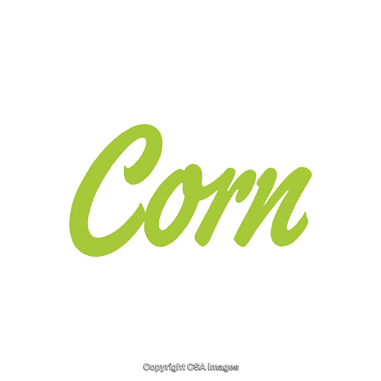 Stylized Green Text Illustration With the Word 'Corn' in Modern Font