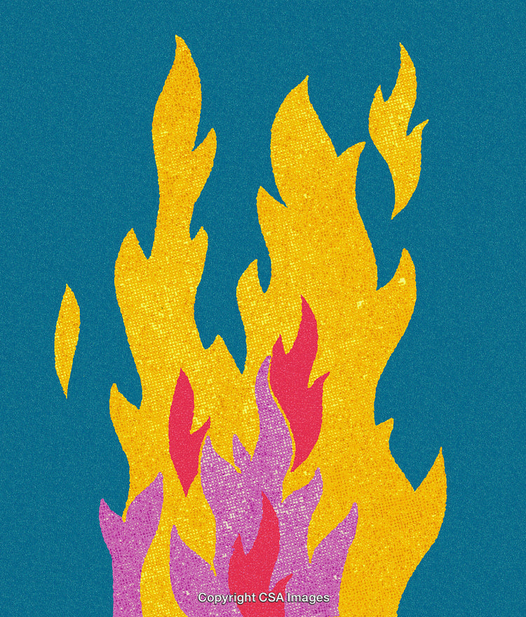 Abstract Illustration of Colorful Flame with Blue Background