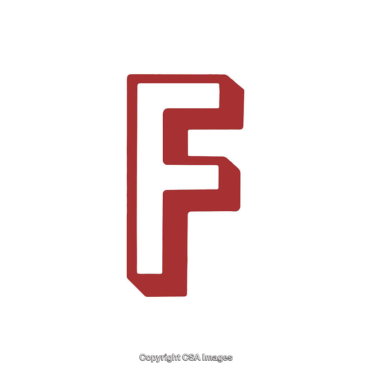 Bold Letter F in Red and White on a White Background