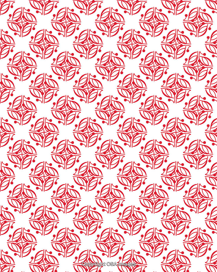 Elegant Red Floral Pattern on White Background Repeating Geometric Design