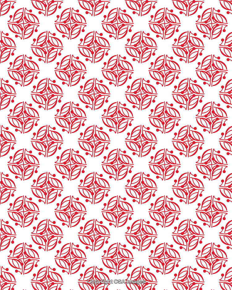 Elegant Red Floral Pattern on White Background Repeating Geometric Design