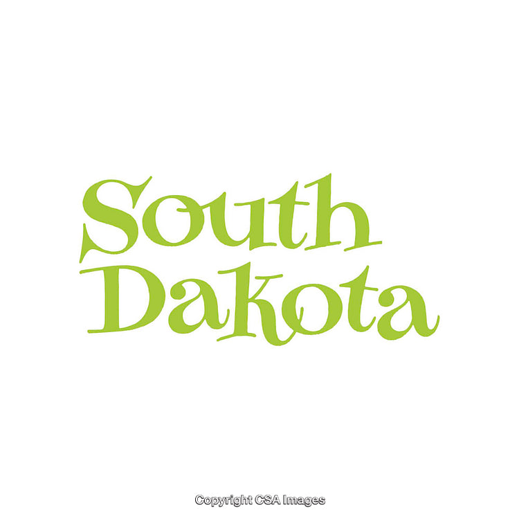 Bright Green Text Design Featuring South Dakota on White Background