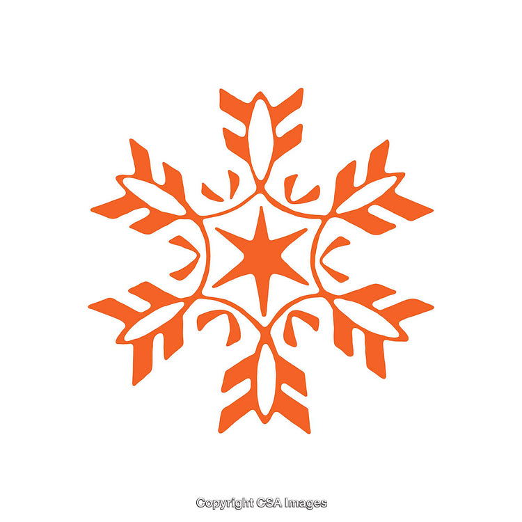 Orange Snowflake Decorative Shape with Symmetrical Design