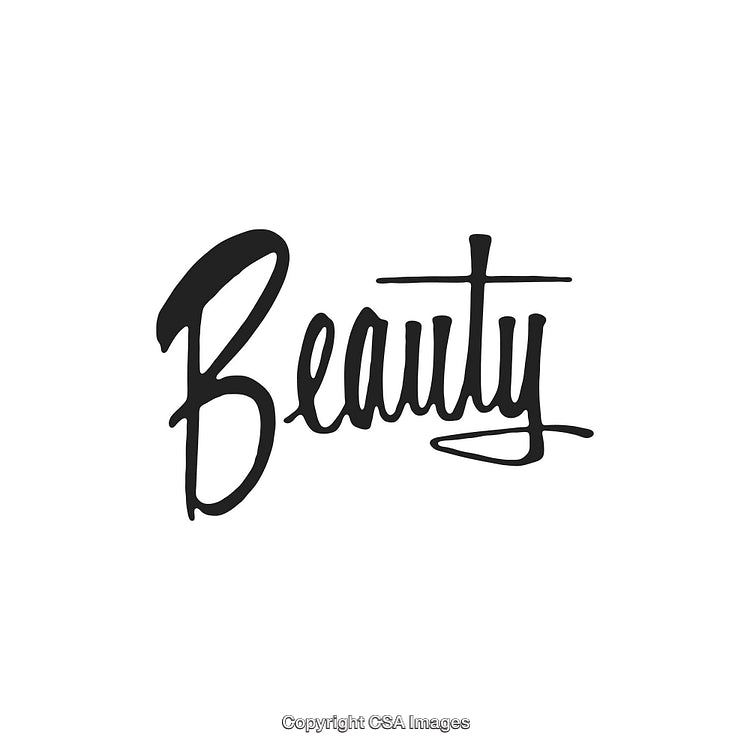 Elegant Black Handwritten Word 'Beauty' on White Background