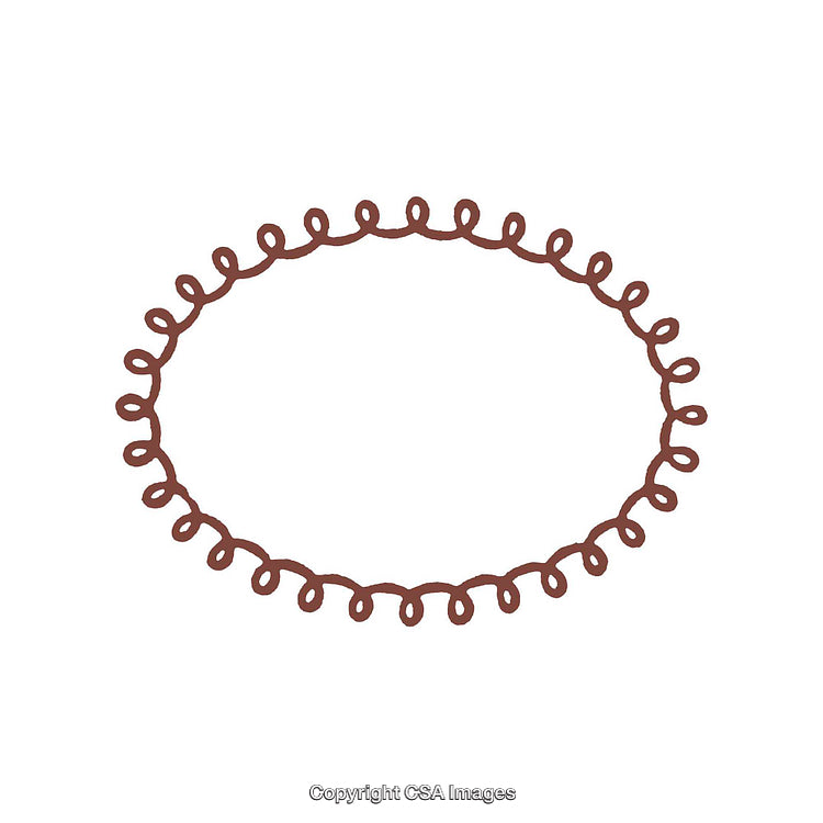 Simple Oval Frame With Looped Outline in Brown Color