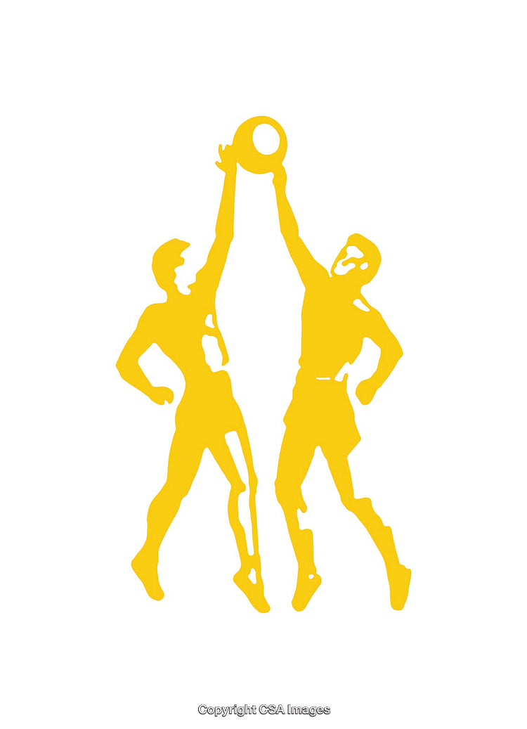 Silhouette of Two Athletes Competing in a Jumping Challenge Iconic Design