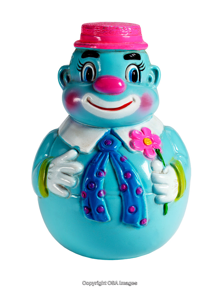 Colorful Plastic Toy Clown with Flower and Polka Dot Tie