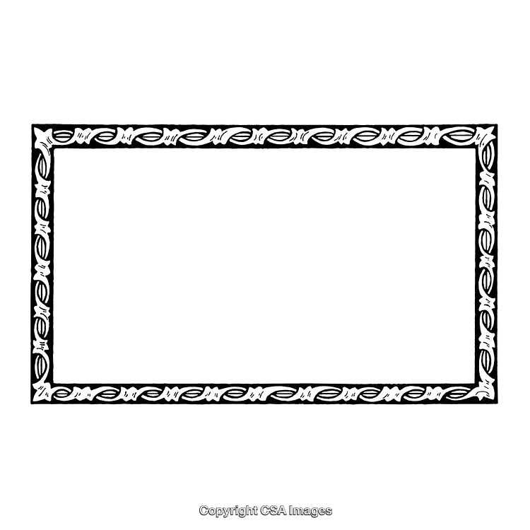 Black And White Decorative Rectangular Border with Intricate Design