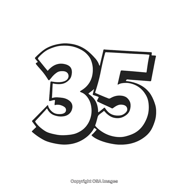 Bold Black and White Typography Featuring Number Thirty-Five in Graphic Style