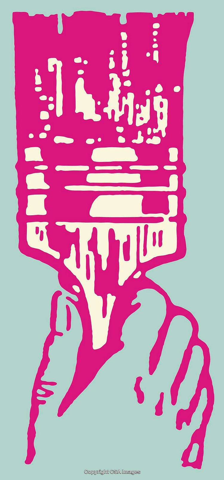Vibrant Handheld Paintbrush Line Art on a Soft Background