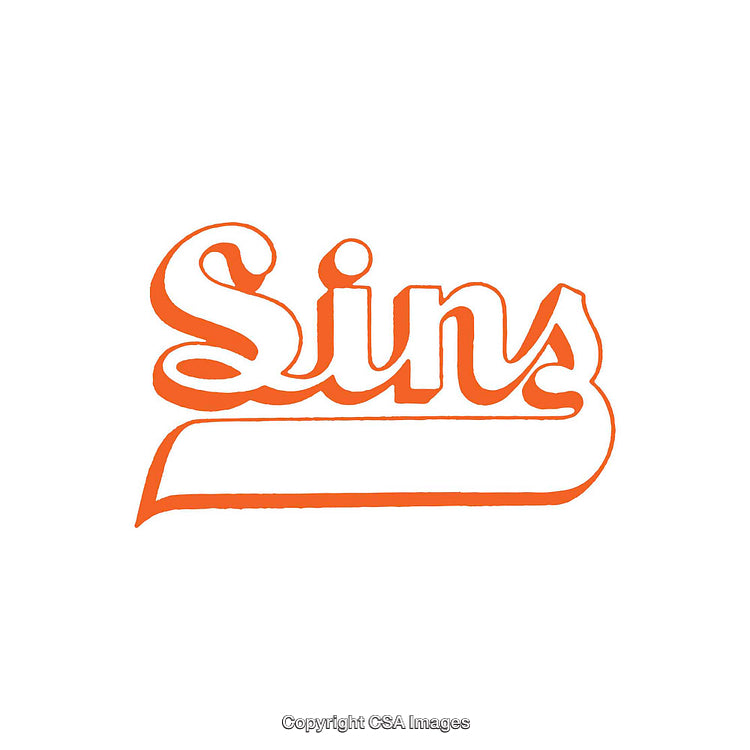 Stylish Vintage Typography Reading 'Sins' in Orange Tone