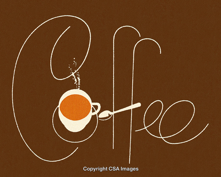 Vintage Coffee Typography Design with Cup and Elegant Artistic Layout
