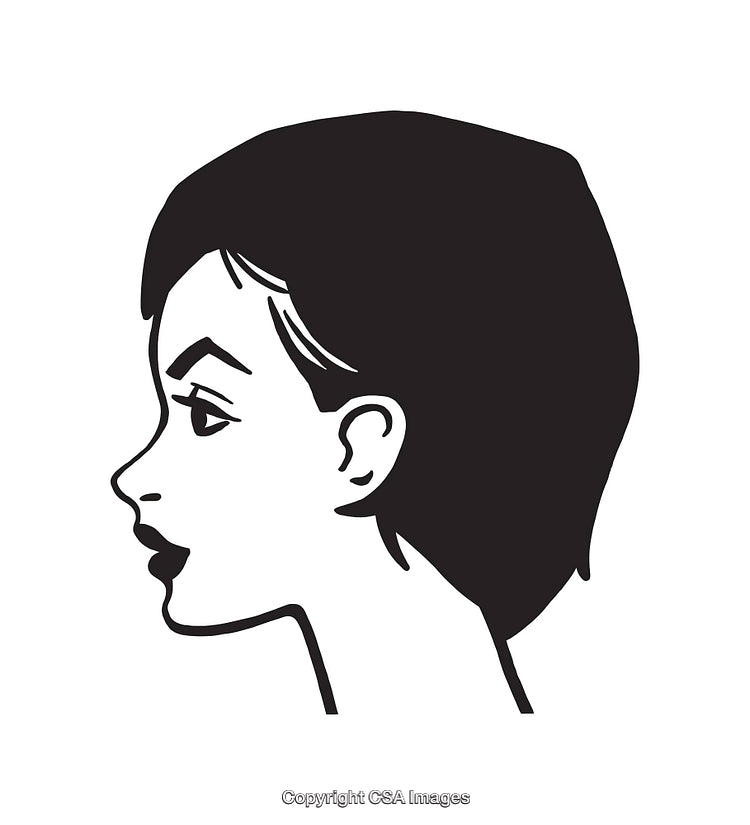 Stylish Profile View of a Young Woman in Line Art Style