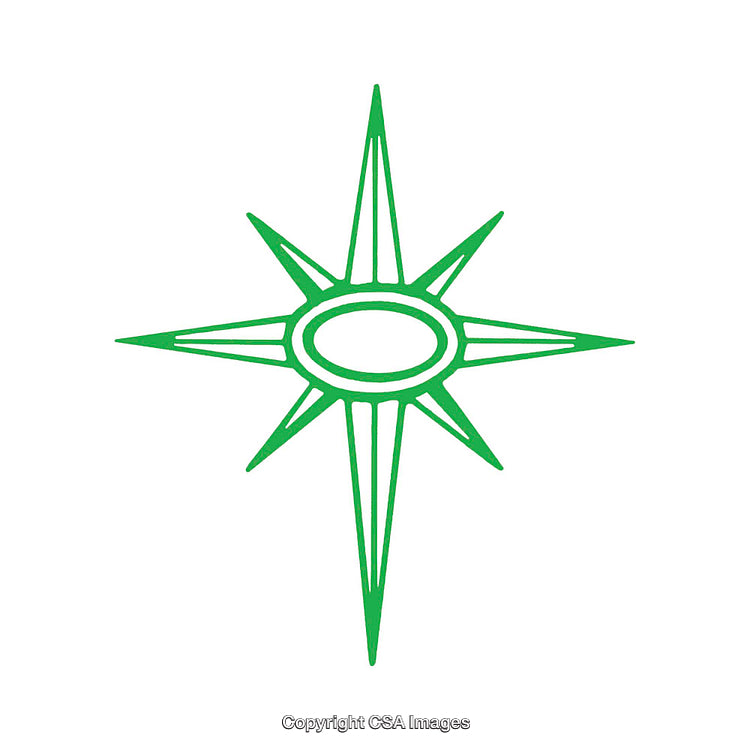 Green Star Shape with Geometric and Symmetrical Design on White Background