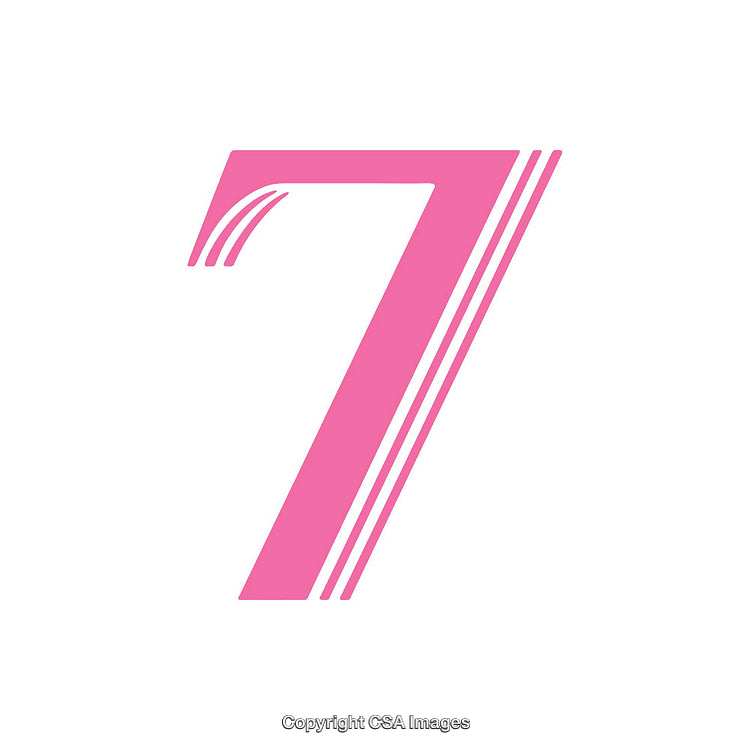 Stylized Pink Number Seven with Elegant Striped Design on White Background
