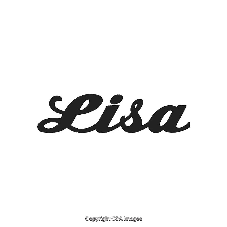 Stylized Handwritten Name Lisa in Black on a White Background