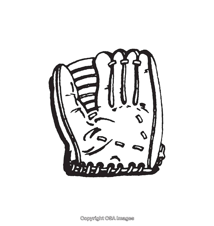 Black And White Line Art Illustration of a Baseball Glove