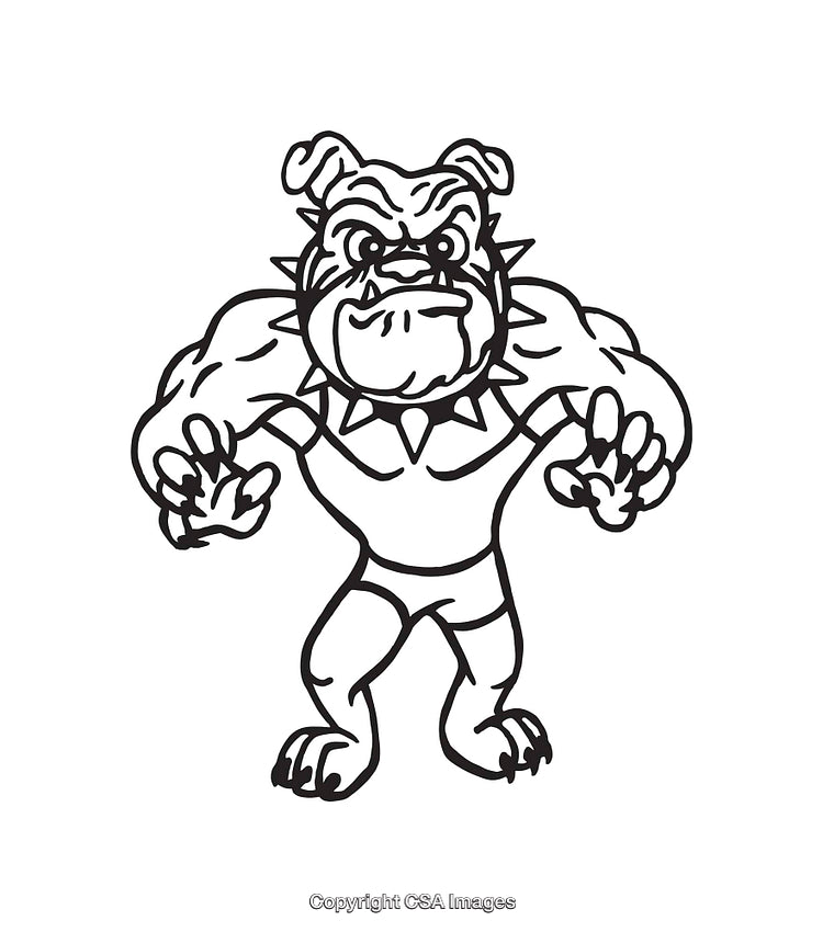 Bulldog Line Art Illustration Featuring Dynamic and Powerful Pose in Black and White