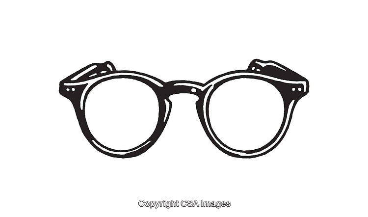 Black and White Line Art Illustration of Round Glasses
