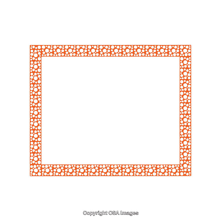 Orange Frame with White Polka Dot Pattern on White Background