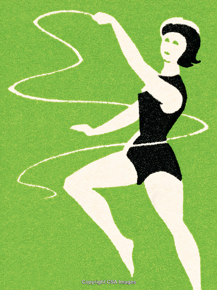 Vintage Illustration of a Rhythmic Gymnastics Performer in Art Movement