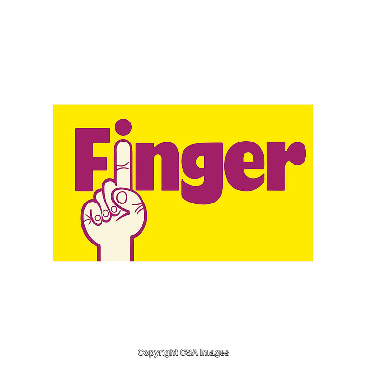 Bright Conceptual Graphic Featuring Word "Finger" and Pointing Gesture