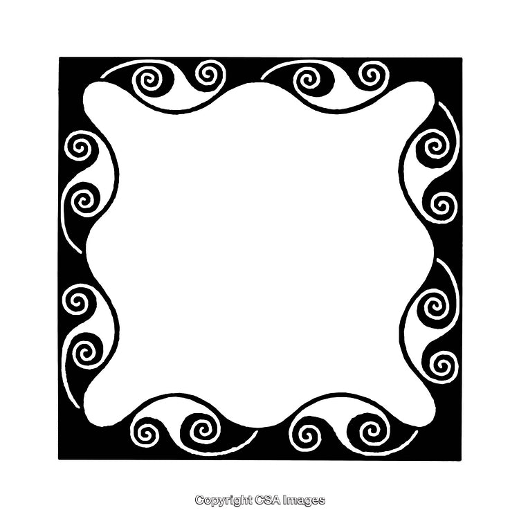 Black and White Ornamental Frame with Spiral Border Design