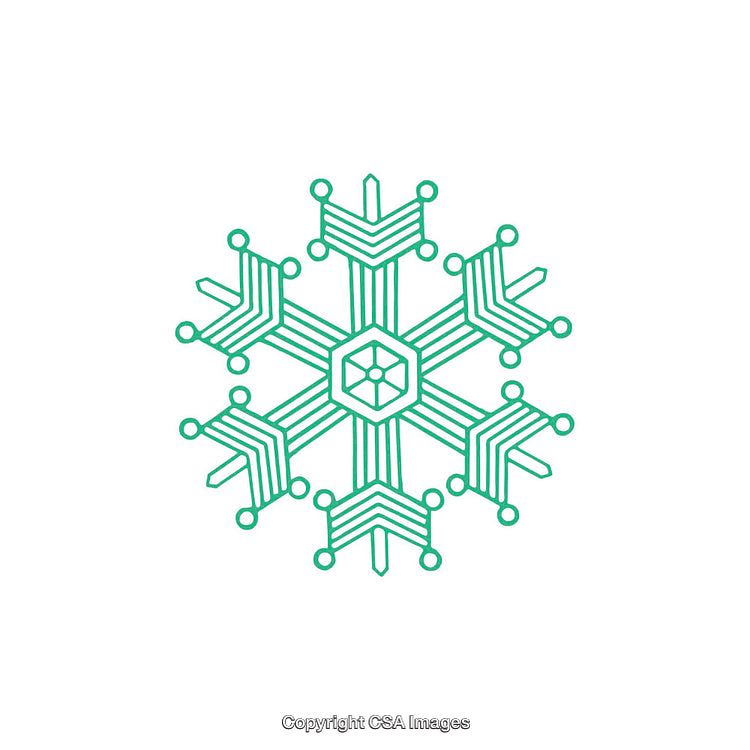 Stylized Green Snowflake Design With Geometric Lines and Symmetry