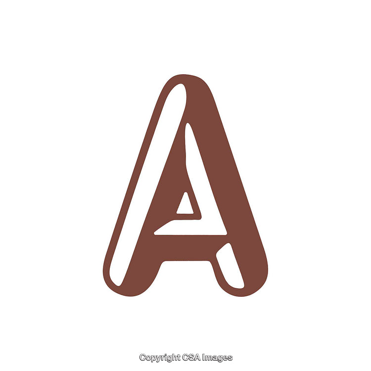 Stylized Artistic Capital Letter A in Brown On a White Background