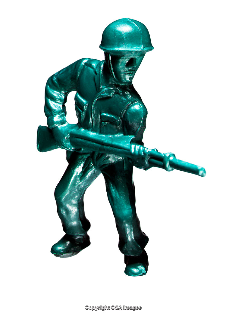 Plastic Toy Soldier Figure in a Striking Pose with a Weapon