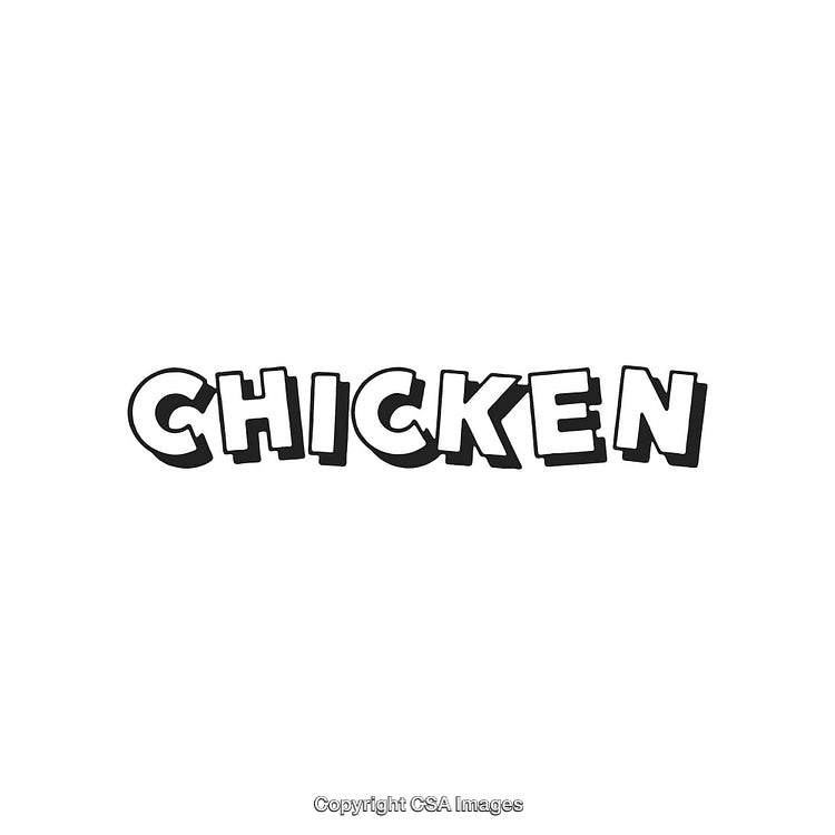 Bold Black and White Typography of the Word Chicken