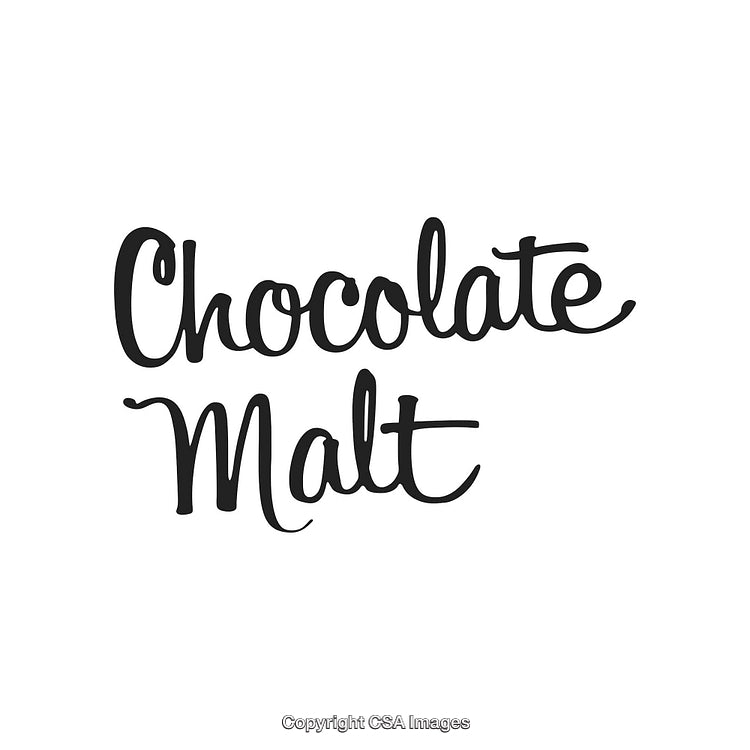 Modern Handwritten Chocolate Malt Typography on White Background