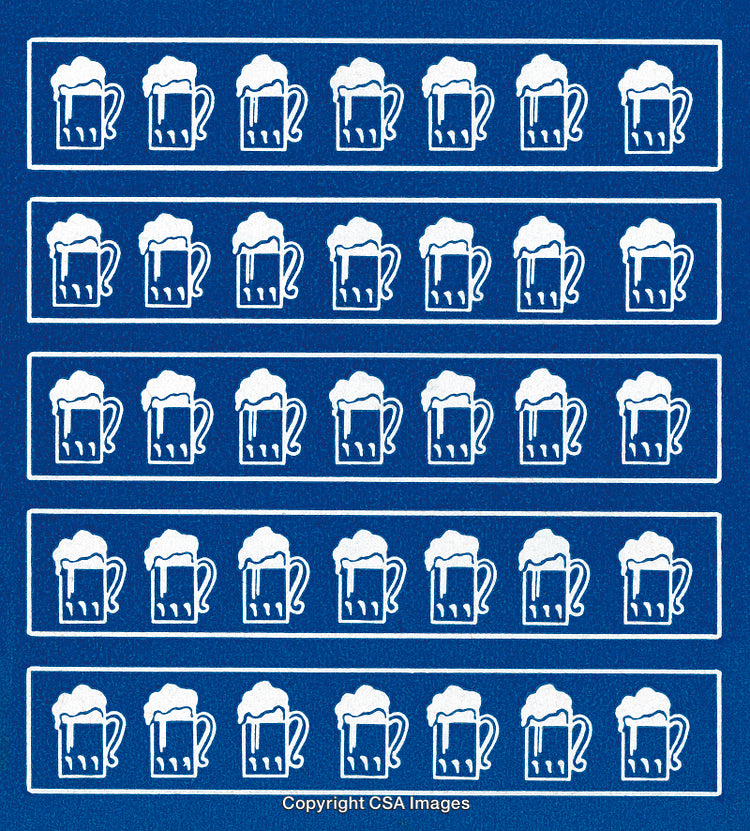 Pattern of Beer Mugs on Blue Background with Repetitive Design