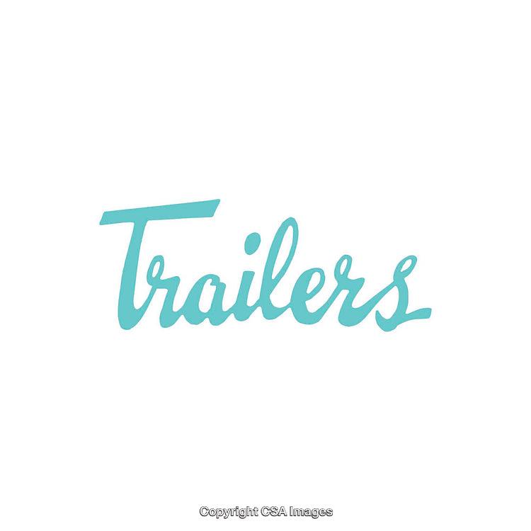 Stylish Typography Featuring the Word Trailers in Blue Script Font