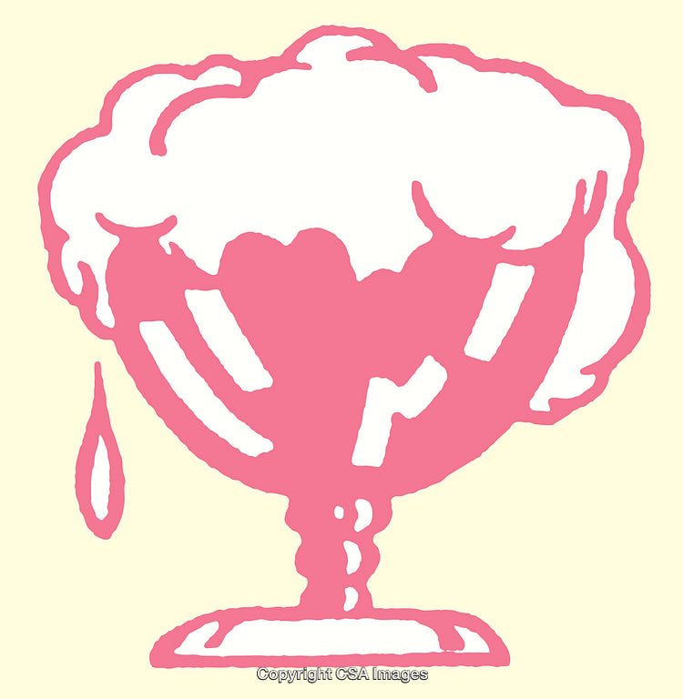 Colorful Line Art of a Dessert-Inspired Cup with Whipped Cream Illustration