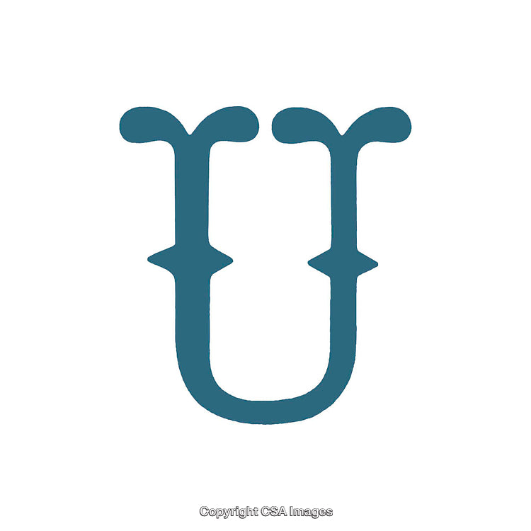 Uppercase Decorative Letter 'U' with Artistic Flourishes Design