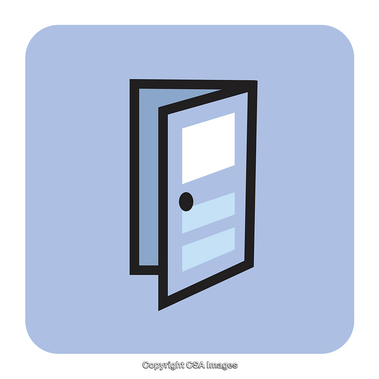 Illustrative Icon Depicting a Partially Open Door in Simple Design