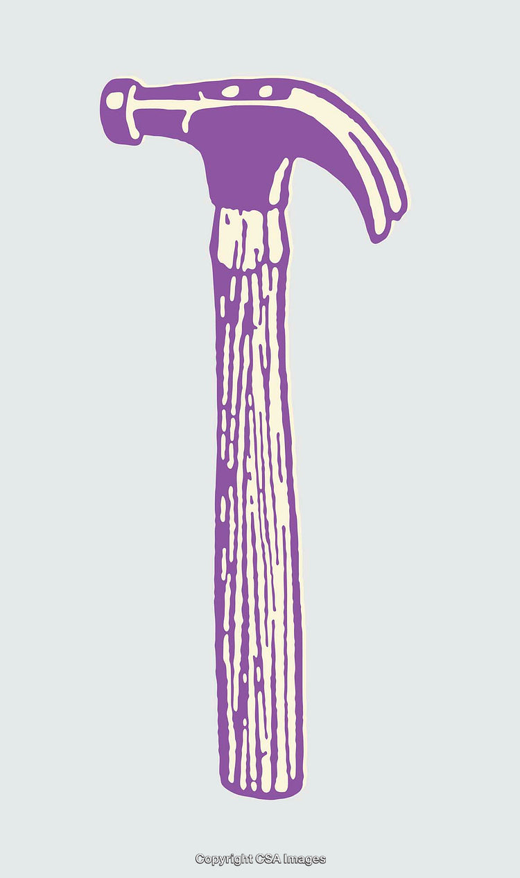 Minimalist Purple Hammer Illustration on Light Background for Artwork
