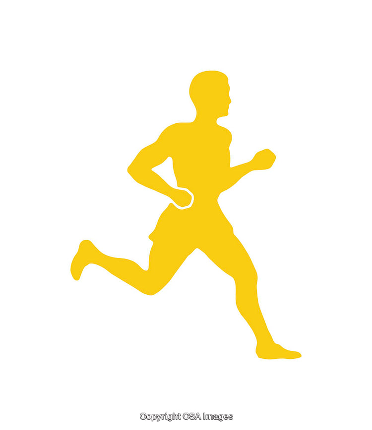 Yellow Vector Silhouette of a Running Person on White Background
