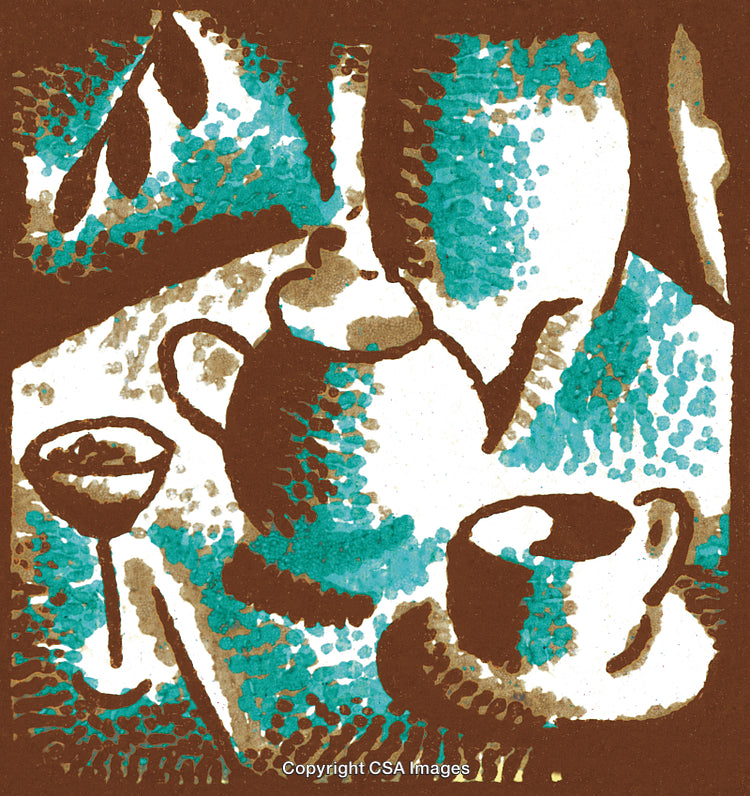 Table with Coffee Cup and Coffee Pot