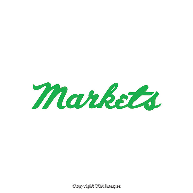 Green Markets Text in Bold Cursive on White Background