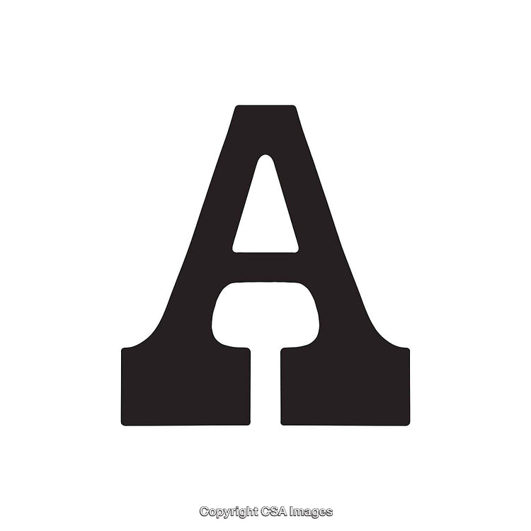 Bold Monochrome Stencil of the Letter 'A' on White Background