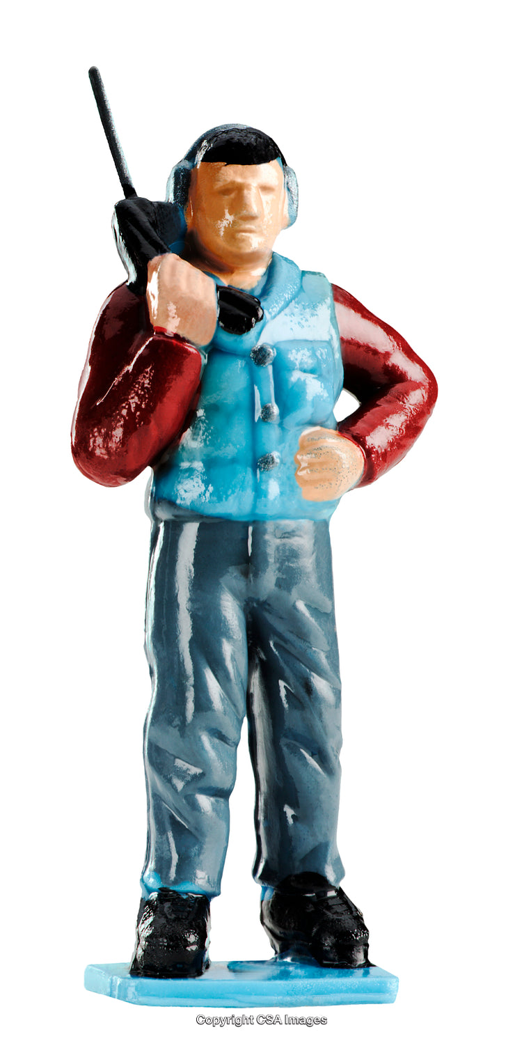 Plastic Toy Figurine of Worker with Headset and Walkie-Talkie