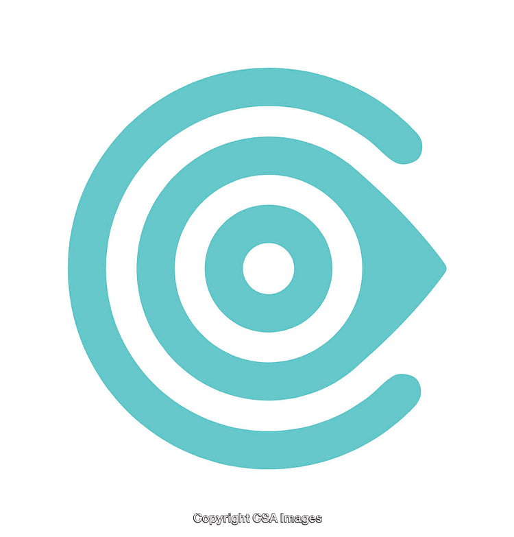 Abstract Eye Icon in Circular Design with Blue Minimalist Style