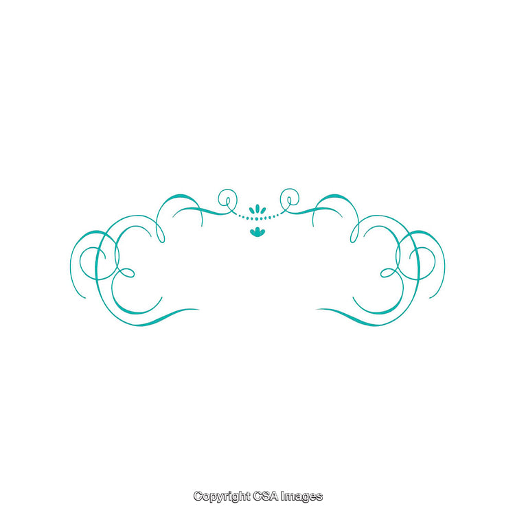 Elegant Curled Floral Design Element with Symmetrical Scroll Patterns